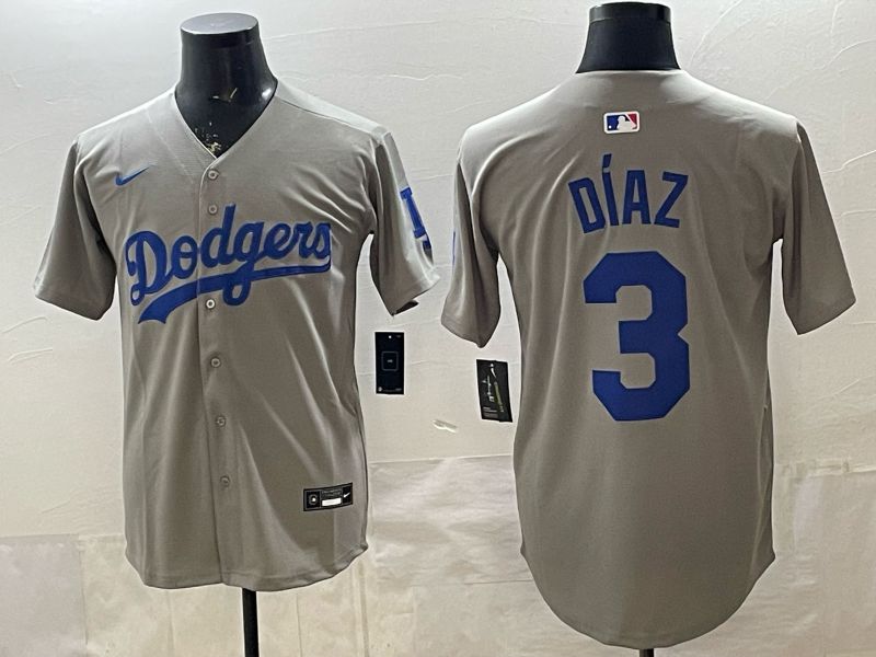 Men 2026 Los Angeles Dodgers #3 Diaz Grey Game Nike MLB Jersey style 001->los angeles dodgers->MLB Jersey